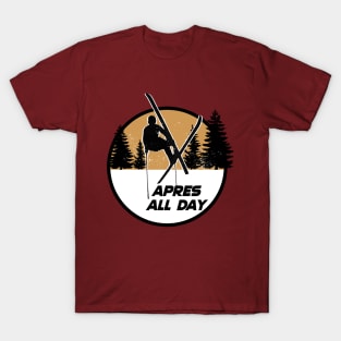 Apres all day skiing ski jump mountains 80's sports T-Shirt